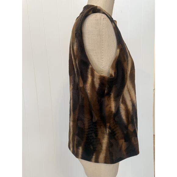 Jordan Vest Womens Large Faux Fur Animal Print Full Zip Soft Sleeveless Jacket - Picture 4 of 7